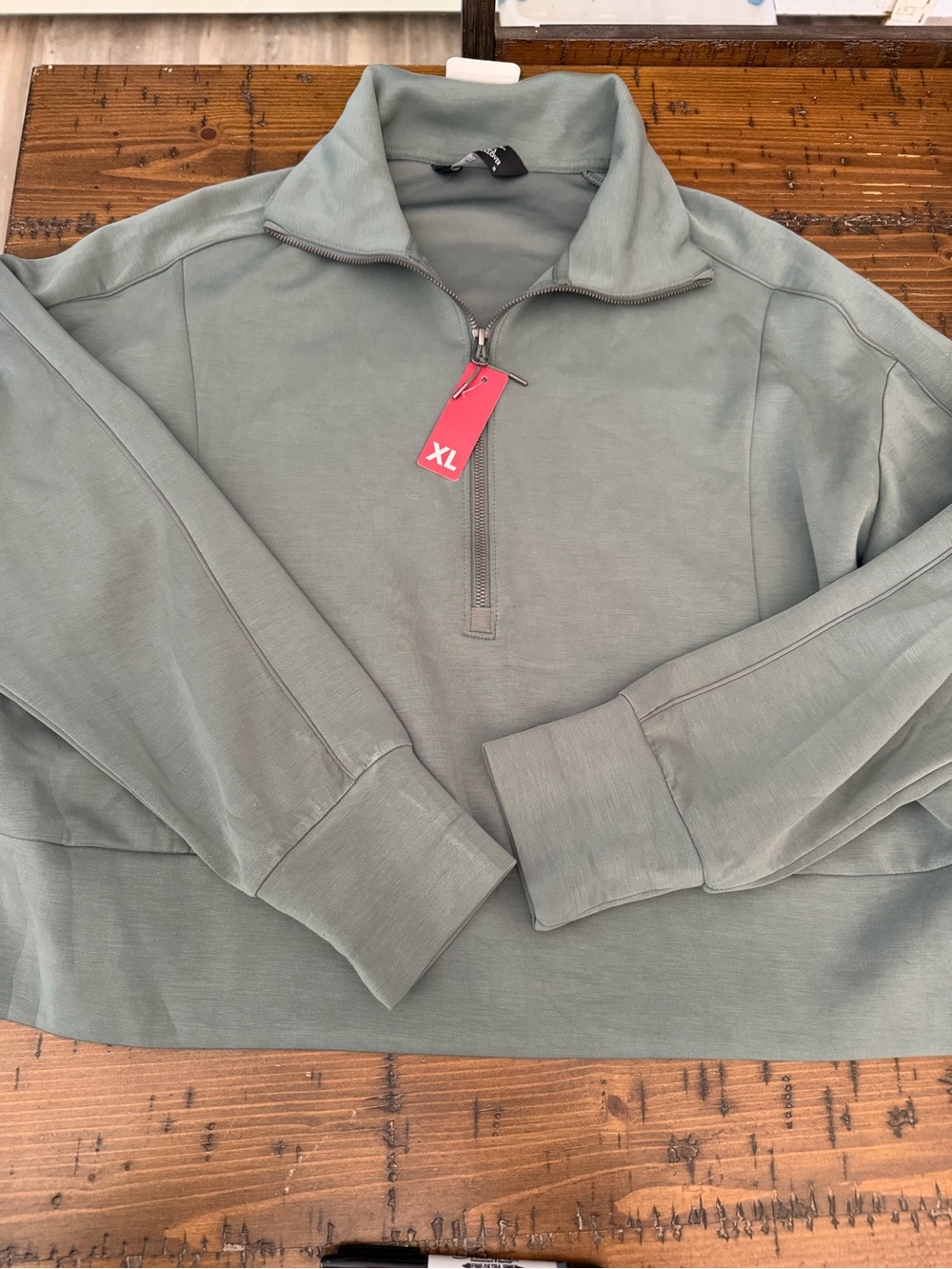 Women's Quarter-Zip Pullover Hoodie in Sage Green